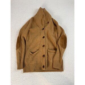 Ralph Lauren Rugby Cardigan Womens Medium Sweater Wool Shawl Collar Elbow Patch